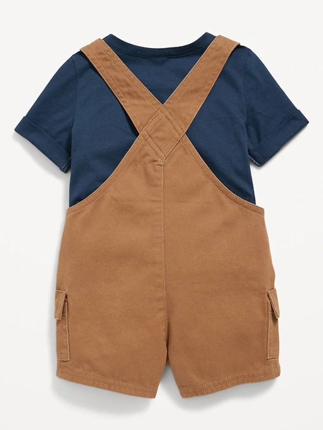 Short-Sleeve T-Shirt and Twill Shortall Romper Set for Baby
