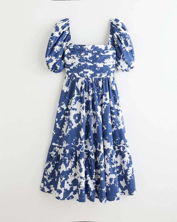 Women's Emerson Poplin Puff Sleeve Midi Dress | Women's Dresses & Jumpsuits | Abercrombie.com