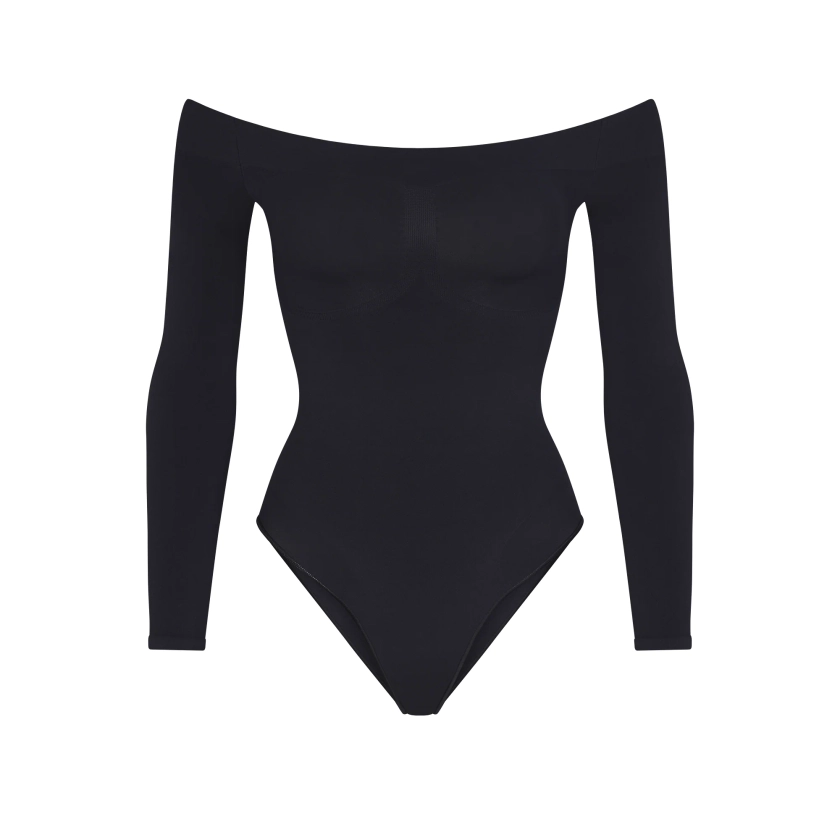 SEAMLESS SCULPT OFF THE SHOULDER BRIEF BODYSUIT | ONYX