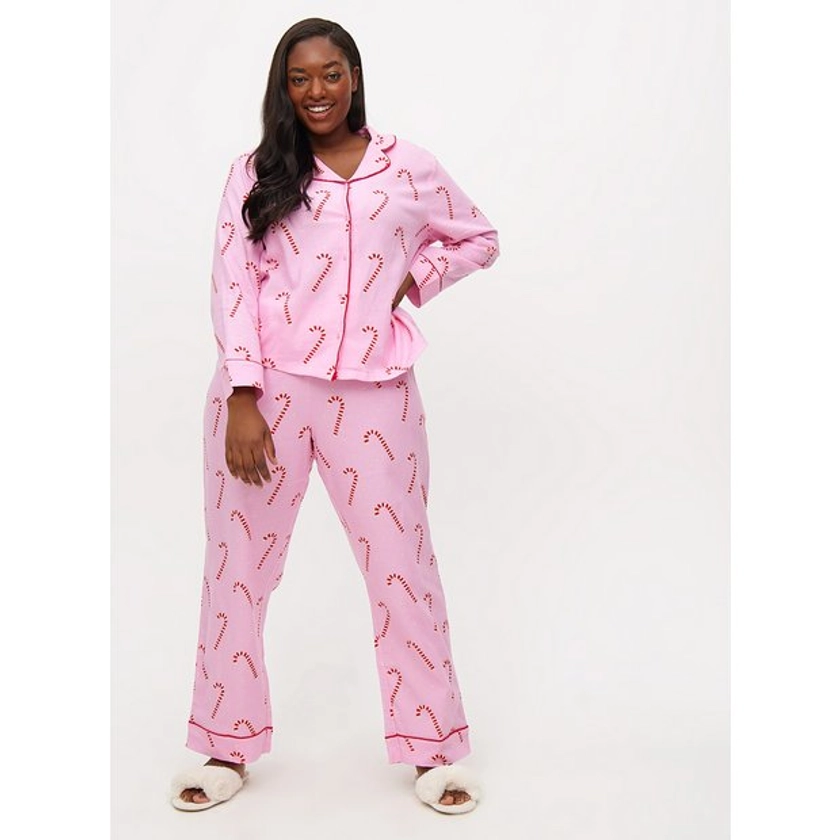 Buy Pink Candy Cane Traditional Pyjamas M | Pyjamas | Argos