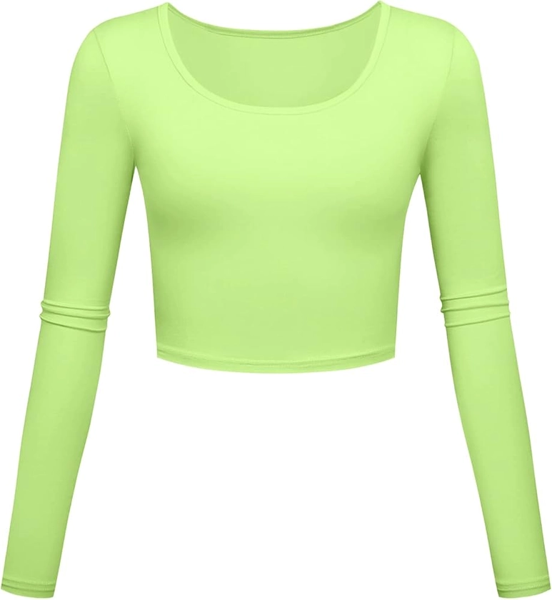 Amazon.com: Long Sleeve Crop Tops for Women Workout Basic Clothes for Teen Ladies Fitted Slim Scoop Neck Cute Yoga Shirts (Mustard Yellow, X-Large) : Clothing, Shoes & Jewelry