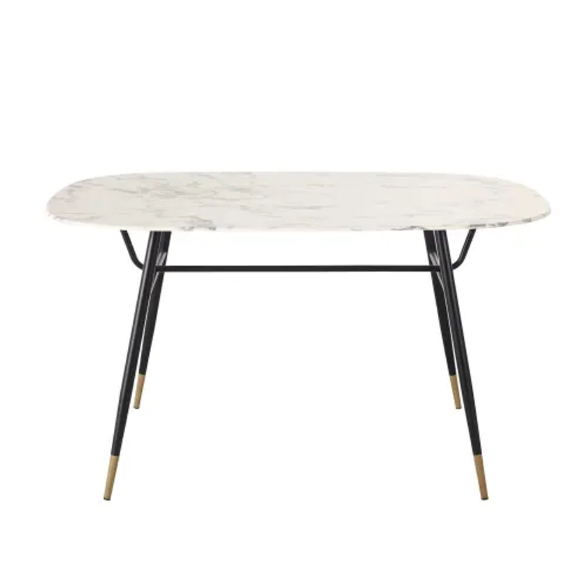 Table à manger en verre trempé effet marbre 4 personnes L140 | Maisons du Monde