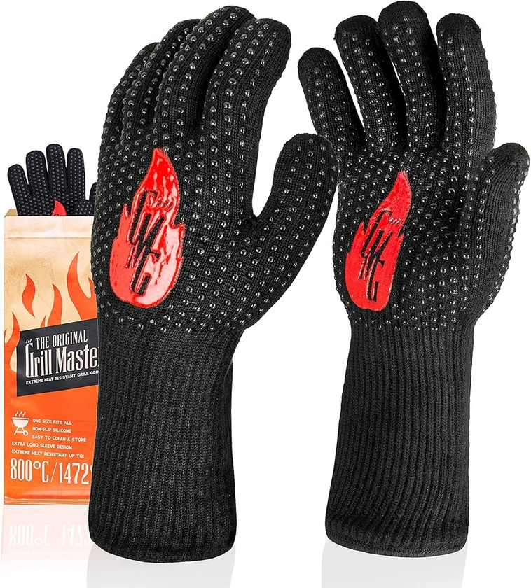 Grill Master Grillhandschuhe Hitzebeständig bis 800°C, Wasserfeste & Feuerfeste Handschuhe zum Kochen, Grillen, Backen, Feuerstelle, Waschbare & Wiederverwendbare Ofenhandschuhe, Ideales Grill zubehör : Amazon.nl: Garden