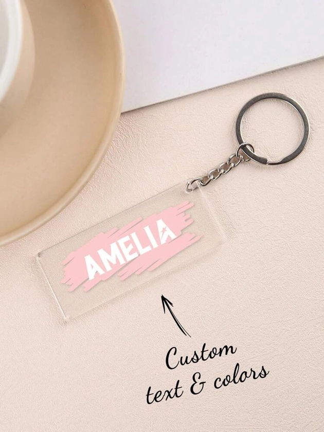 1pc Customized Acrylic Graffiti Keychain, Suitable For All Seasons, Personalized Text And Color, Gift For Valentine's Day, Father's Day, Mother's Day, Best Friend, Him/Her | SHEIN UK