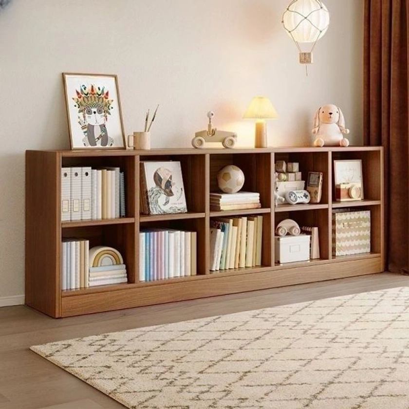 Wood Modern Bookcase with Closed Back and Multiple Shelves for Optimized Organization - Nut-Brown 71"L x 12"W x 29"H
