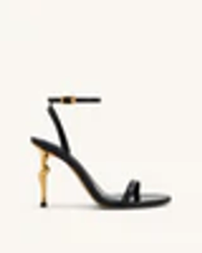 Alivia Gold Metal Heel Sandals - Black