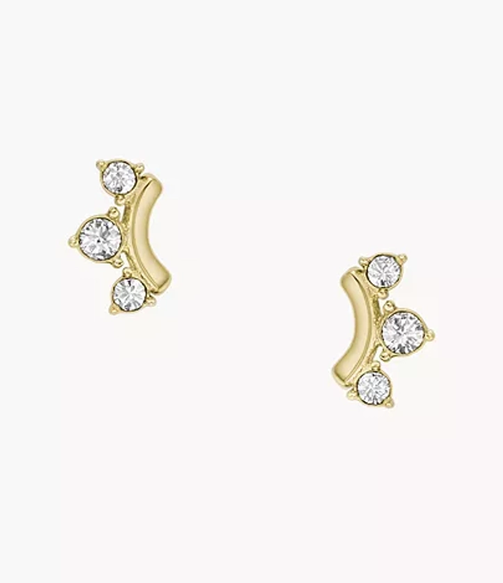 All Stacked Up Gold-Tone Stainless Steel Stud Earrings - JF04596710 - Fossil