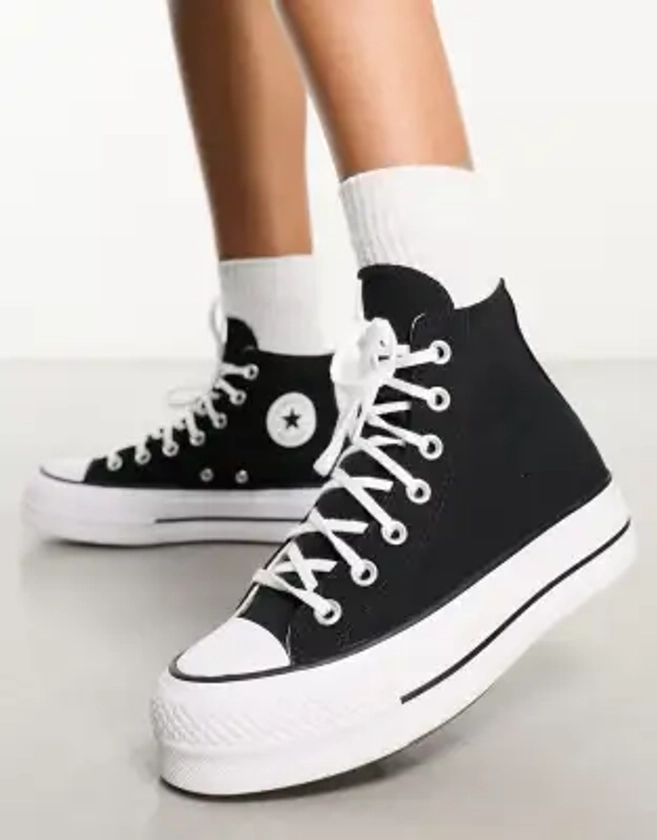 Converse Chuck Taylor All Star Lift platform hi trainers in black  | ASOS