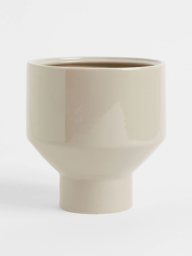 H&M Beige Stoneware Plant Pot