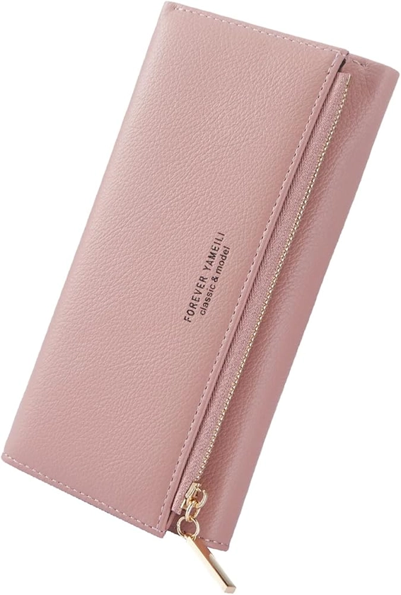 HONGHONG Portefeuille Femme en Cuir Grand Long Format Porte-Monnaie Femme zippé