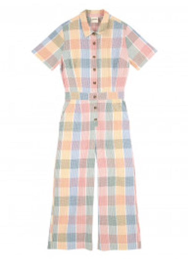 Imala Check Print Short Sleeve Boilersuit