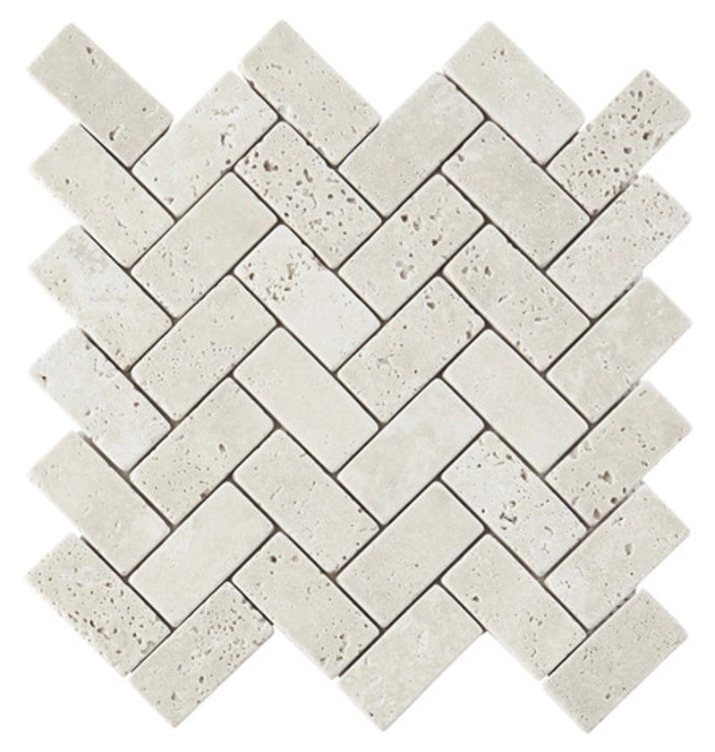 Mosa&iuml;que Travertin pierre naturelle beige - l. 28,5 x L. 31 cm - GoodHome