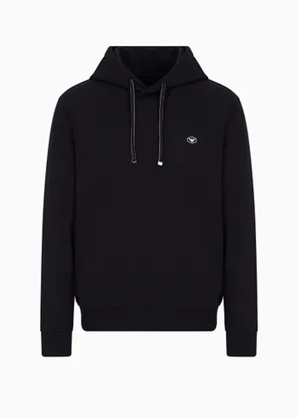 Hooded sweatshirt with micro logo patch