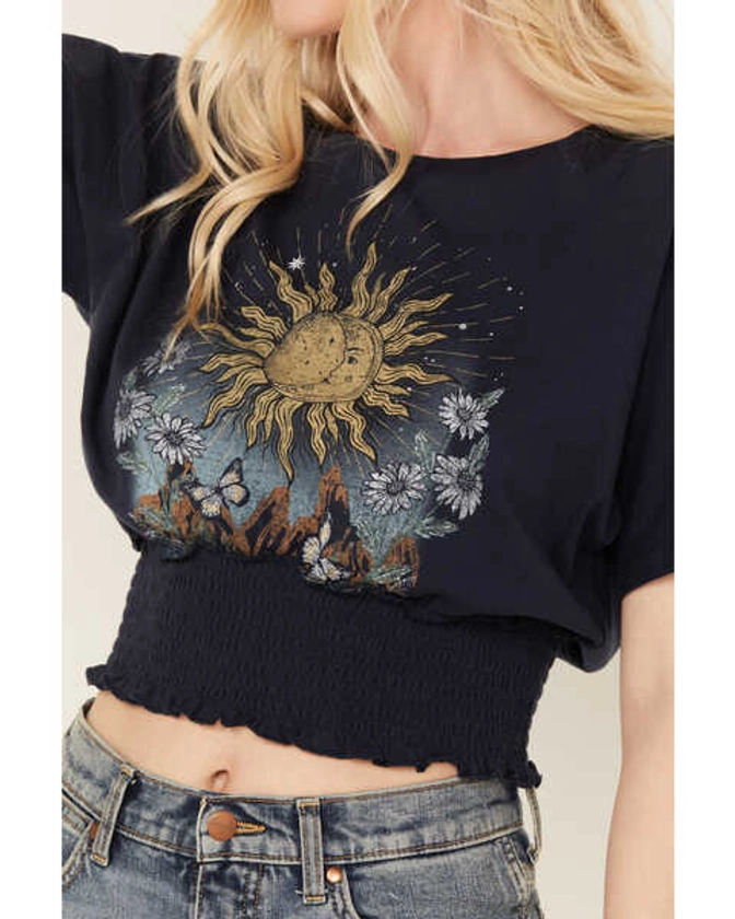 Product Name: Cleo + Wolf Women's Sun & Moon Smocked Crop Top