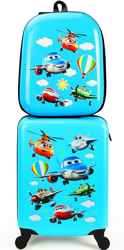 emissary Kids Luggage With Wheels For Boys, Kids Suitcases With Wheels For Boys, Airplane Kids Luggage Set, Kids Carry on Luggage with Wheels, Toddler Rolling Suitcase For Boys,Travel Luggage For Kids