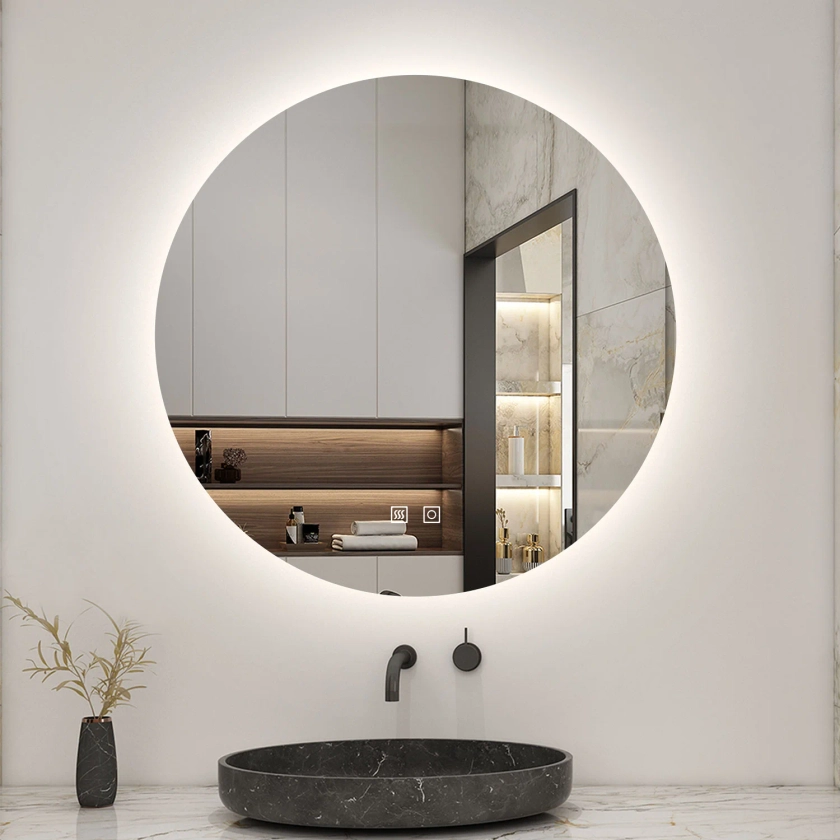 AICA LED Miroir lumineux rond 60cm 3 couleurs + anti-buée + dimmable + mémoire miroir salle de bain | Leroy Merlin