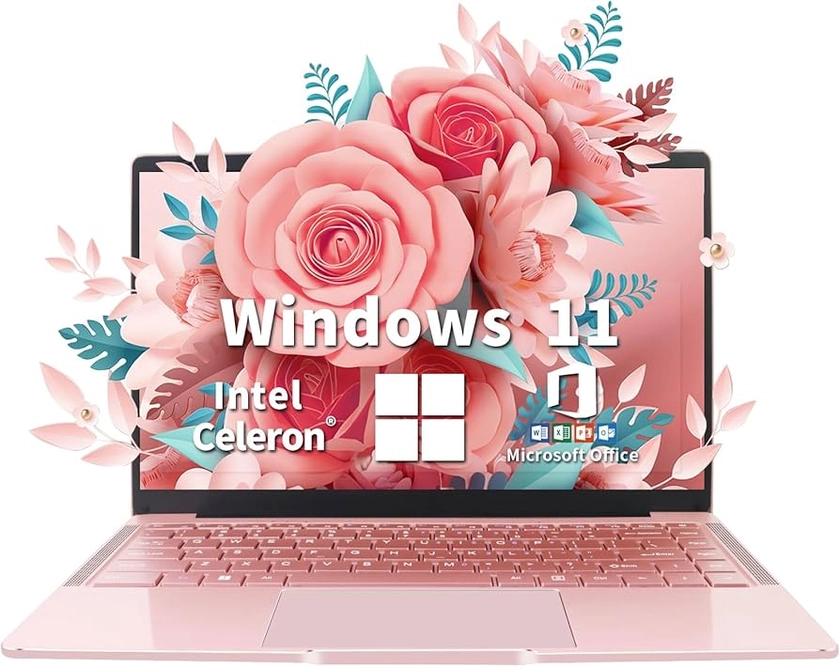 UDKED 14 Inch Laptop, 6GB DDR4 128G SSD Ultrabook Laptop, 1920x1080 IPS, Celeron J4105 Quad Core Laptops (up to 2.5ghz) Dual Wi-Fi, 2xUSB 3.0,Pink Ultra-Thin Portable Windows 11 Notebook