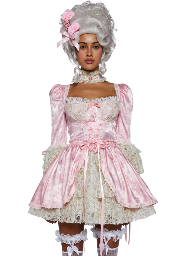 Marie Antoinette French Cake Queen Renaissance Sexy Womans Halloween Costume - Pink