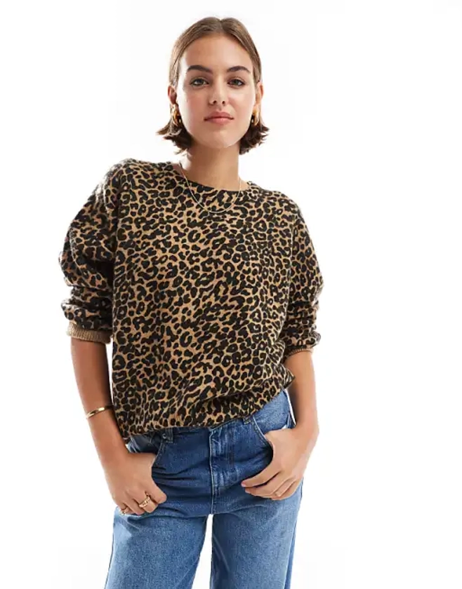 ASOS DESIGN - Pull ras de cou coupe carrée à imprimé léopard | ASOS