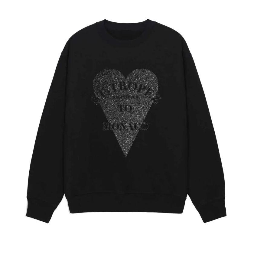 PULL COL ROND GLITTER NOIR