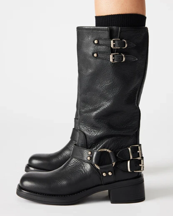 ASTOR Black Leather Knee-High Boot | Women's Boots