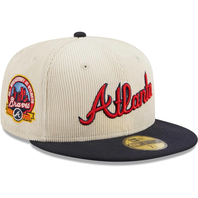 Atlanta Braves New Era Corduroy Classic 59FIFTY Fitted Hat - White