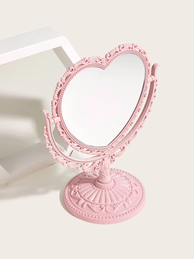Vintage Heart Design Detachable Desktop Makeup Mirror