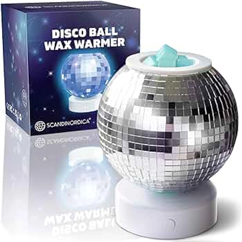 SCANDINORDICA Disco Ball Wax Warmer Rotating with Colors Changing Night Light, Cute Scent Oil Candle Wax Melts Warmer for Home, Disco Candle Warmer Wax Melter | Disco Ball Classroom Decor