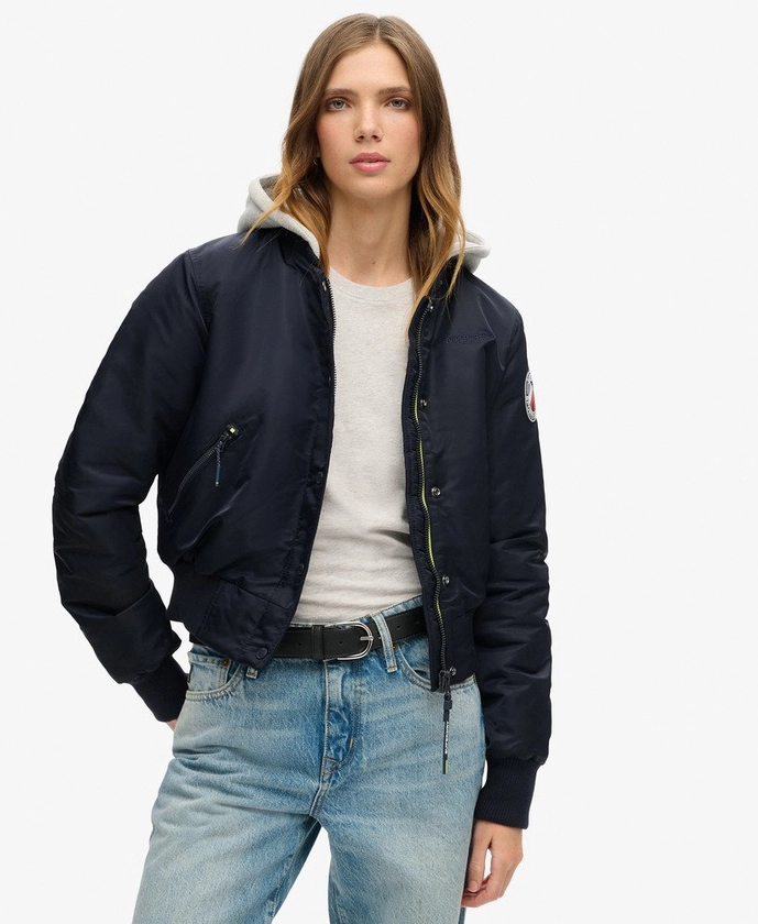 Femme - Bomber à capuche Bleu Marine éClipse | Superdry FR