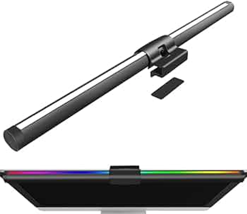 PC Moniteur USB Monitor Light Bar 44CM Contrôle Tactile Barre de Lampe de Moniteur Double Light avec Lumière de Couleurs Températures Soins Oculaires avec 3 modes d'éclairage pour Office Home Gaming