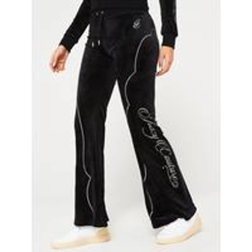 Juicy Couture Western Velour Low Rise Trackpant With Diamante Detailing - Black