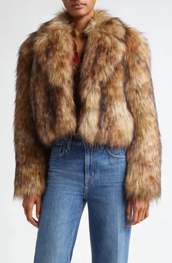 L'AGENCE Aura Crop Faux Fur Coat | Nordstrom