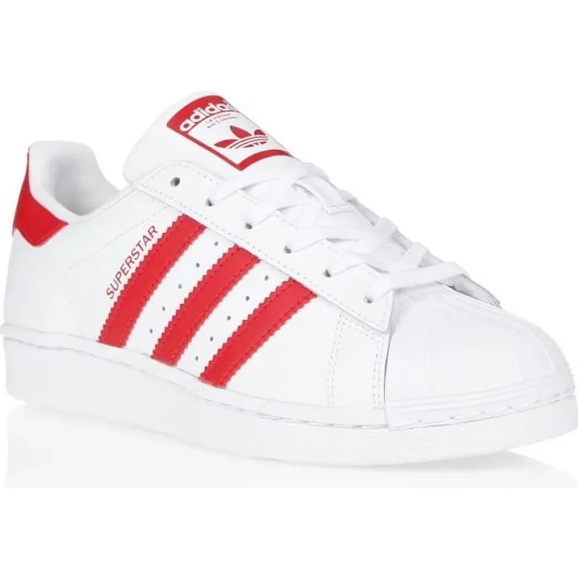 Baskets Femme - ADIDAS ORIGINALS - Superstar Blanc/Rouge - Cuir - Lacets