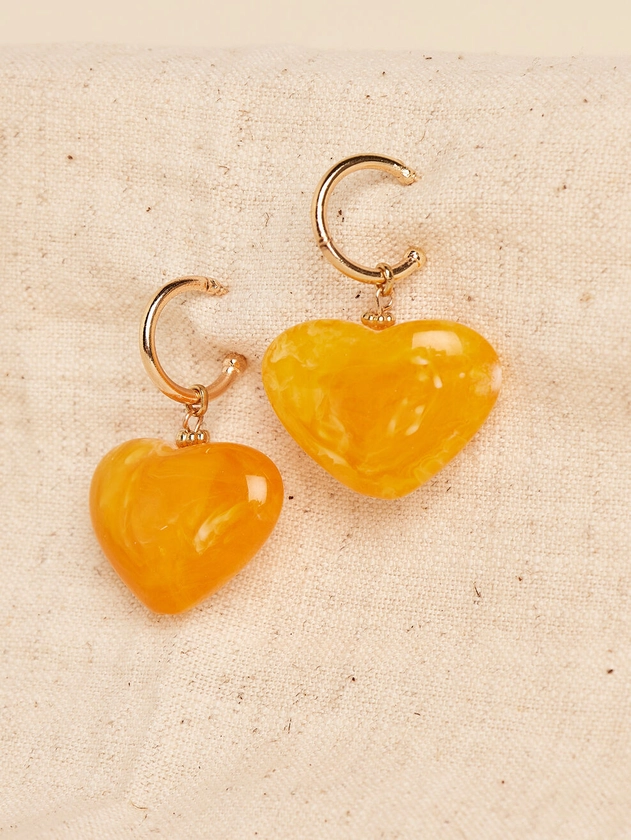 Gold Tone Heart Hoop Earrings | Apricot Clothing