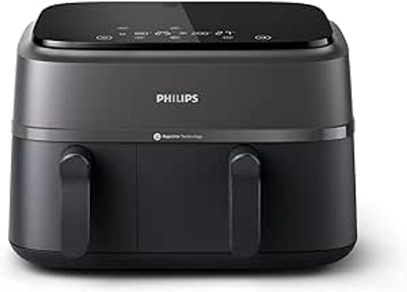 Philips Dual Basket Air Fryer - Healthy, Fast, and Versatile Cooking, 9L Capacity, Touchscreen, 2-Drawer Design (NA350/00)