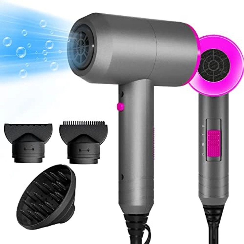 Jooayou Professional Hair Dryer 2000W Fast Dry Negative Ions Hair Blow Temperature Hairdryer with Diffuser Hairdryer with 2 Speeds, 3 Heating and Cool Button