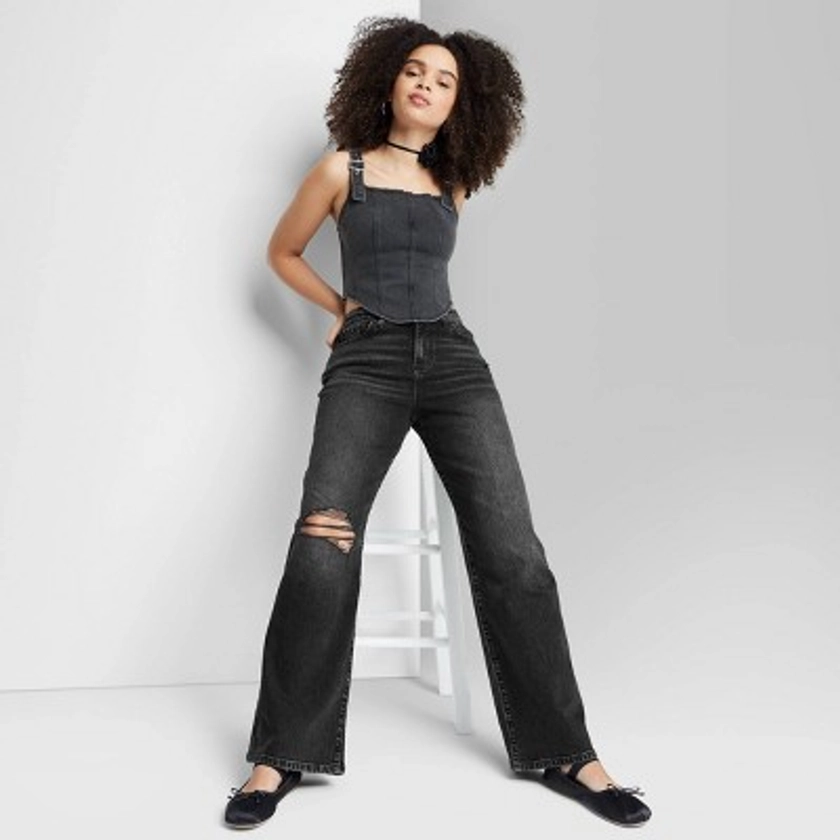 Women's High-Rise Wide Leg Baggy Jeans - Wild Fable™ Black 14