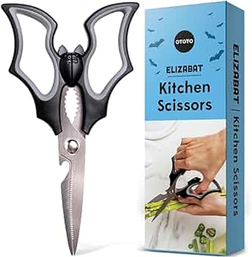 NEW!! Elizabat Kitchen Scissors by OTOTO - Cute Bat Kitchen Shears, Scissors Kitchen Utensils - Bats, Halloween Gifts, Cooking Scissors, Kitchen Gadgets