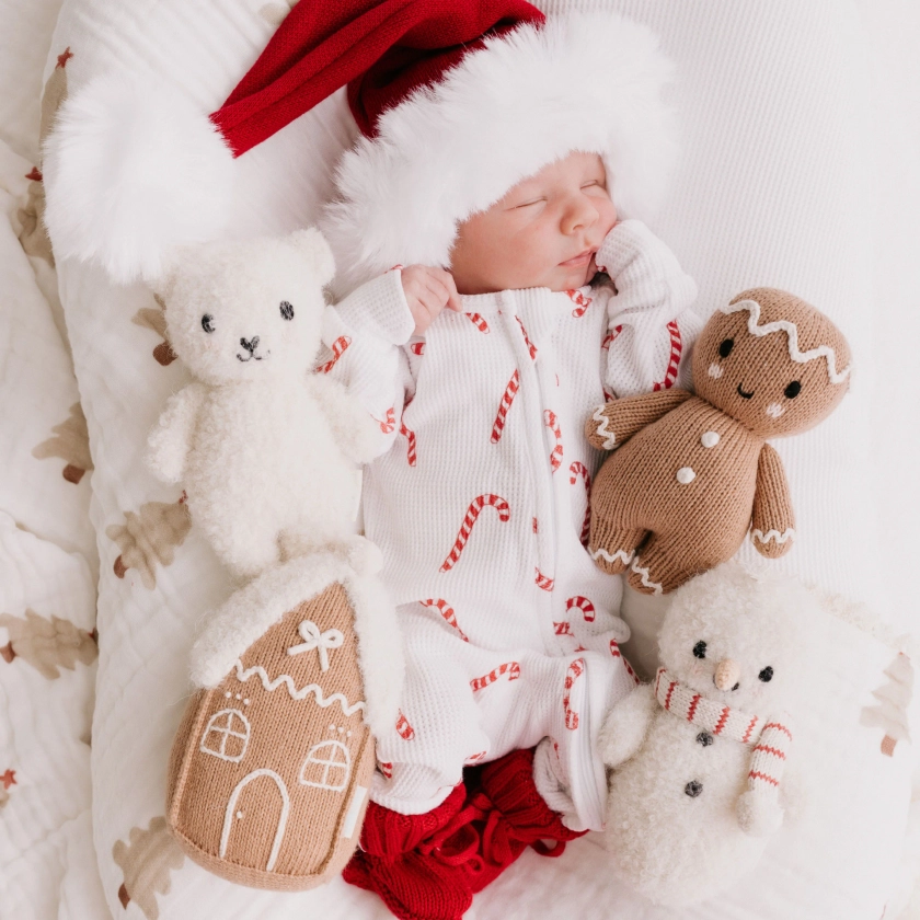 Zip Romper | Classic Candy Cane Waffle