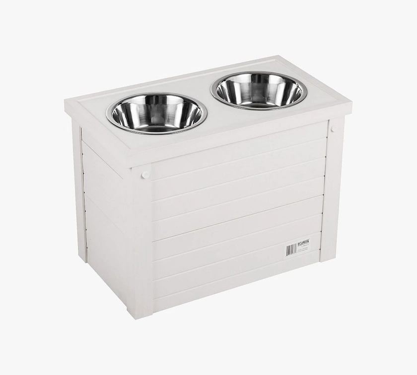 Ecoflex® Dual Pet Bowls with Sliding Food Storage | Pottery Barn