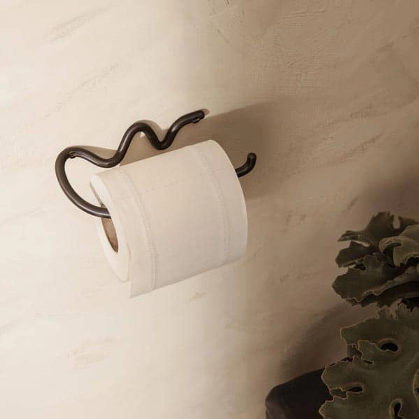 ferm LIVING Curvature Toilet Paper Holder, Black Brass | Designstuff