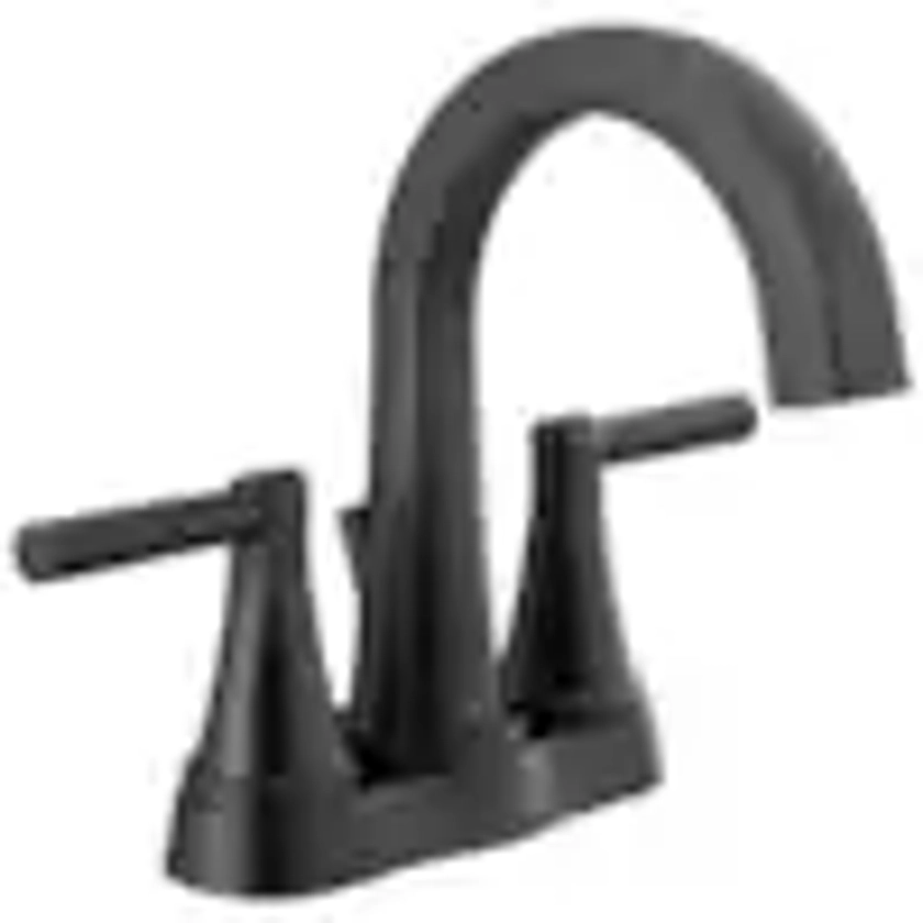 Delta Becker Matte Black 4-in centerset 2-Handle WaterSense Bathroom Sink Faucet with Drain Lowes.com