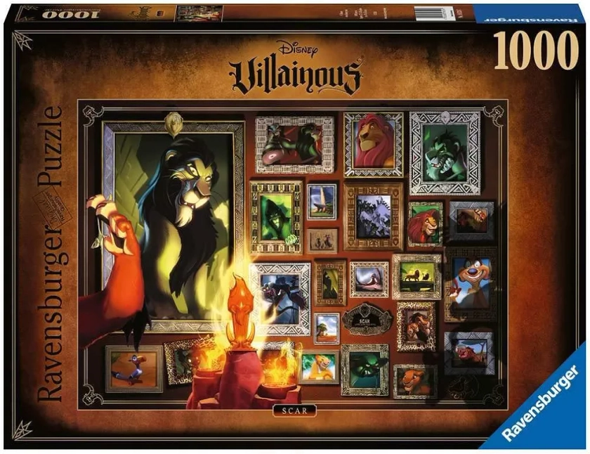 Ravensburger - Puzzle Villainous: Scar, Collezione Villainous, 1000 Pezzi, Idea regalo, per Lei o Lui, Puzzle Adulti