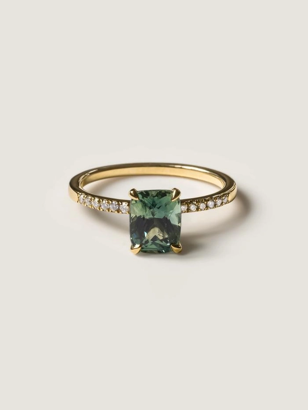 Big Green Cushion Peacock & Pavé | Nangi Fine Jewelry