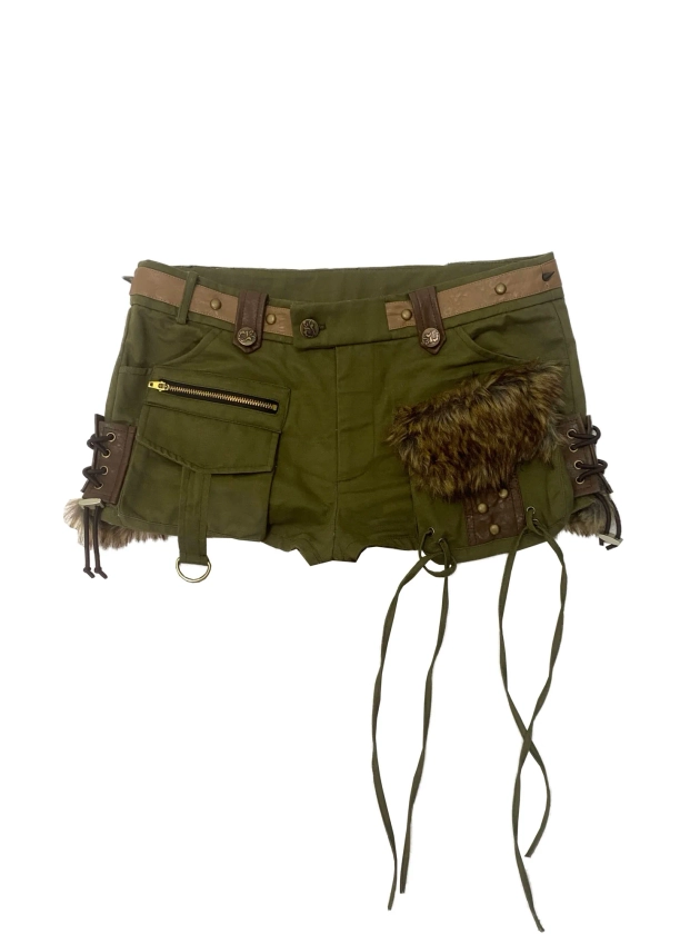 Multi-pocket cargo low-rijean shorts