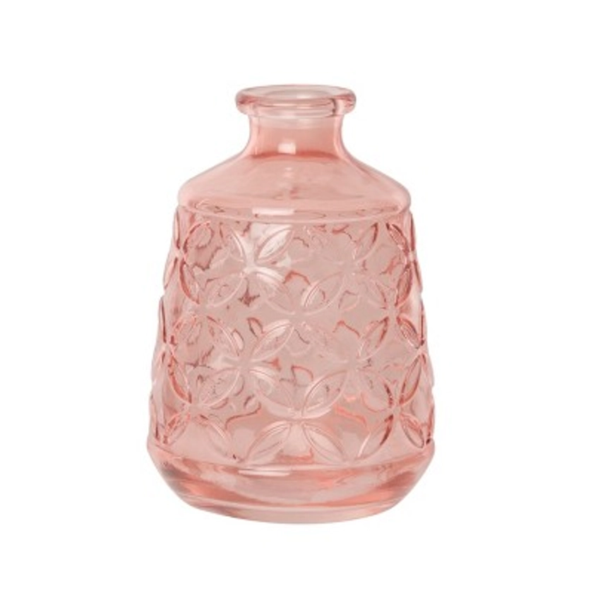 Transpac Glass 5.5 in. Pink Spring Blush Patterned Bud Vase