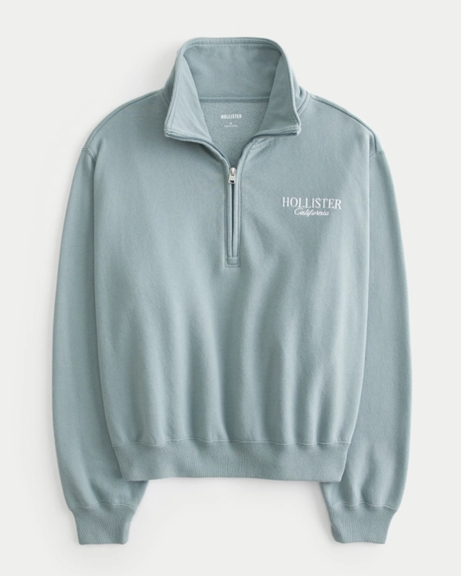 Women's Easy Half-Zip Logo Sweatshirt | Women's Tops | HollisterCo.com