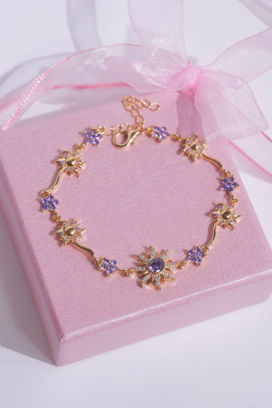 Bracelet fleur de soleil - Bracelet soleil - Bracelet violet