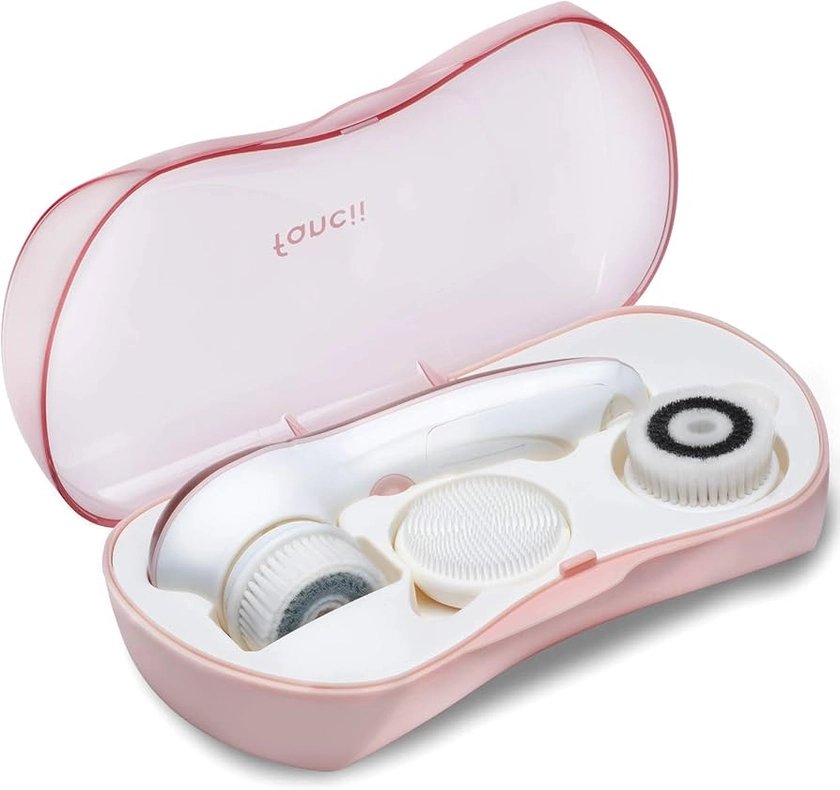 Fancii Waterproof Facial Cleansing Spin Brush Set with 3 Exfoliating Brush Heads - Complete Face Spa System - Advanced Microdermabrasion for Gentle Exfoliation and Deep Scrubbing (Blush)