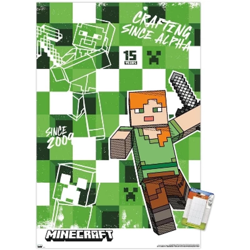 Trends International Minecraft: 15th Anniversary - Crafting Since Alpha Unframed Wall Poster Print White Mounts Bundle 14.725" x 22.375"